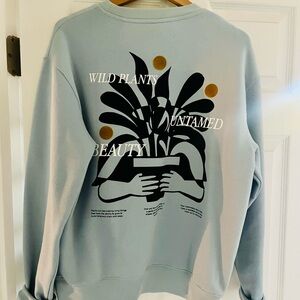 Zara Blue Sweatshirt with Graphic Print